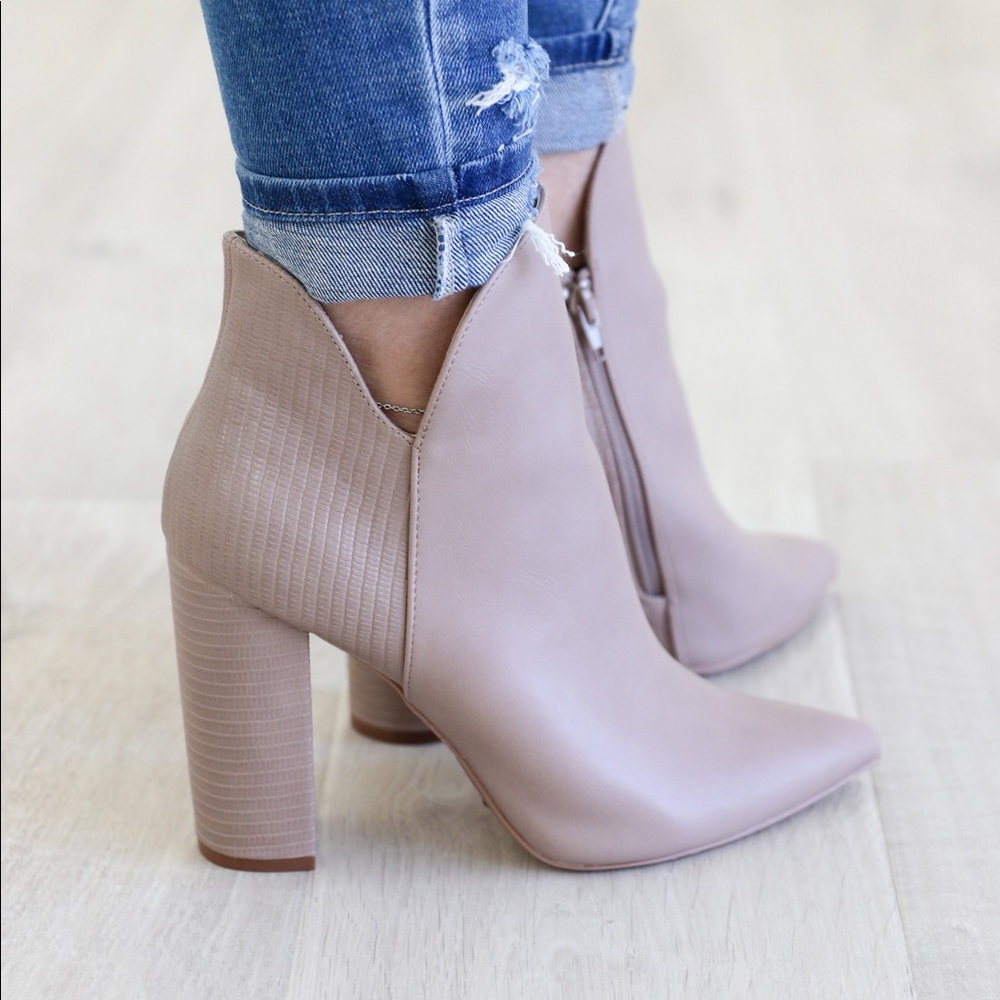 Taupe Croc Booties
